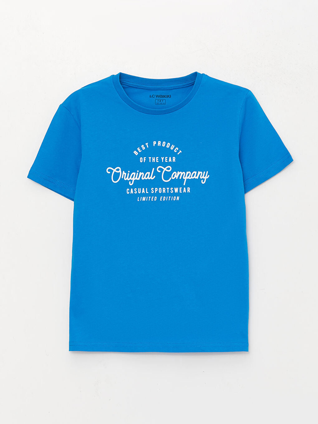 Mavi Bisiklet Yaka Baskılı Kısa Kollu Erkek Çocuk Tişört