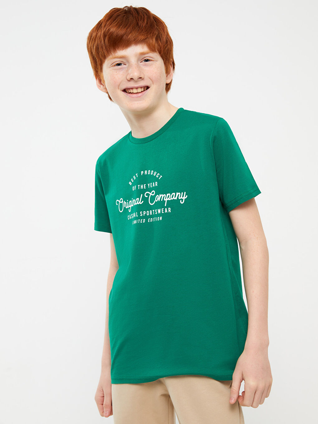 Crew Neck Printed Short Sleeve Boys' T-Shirt-1