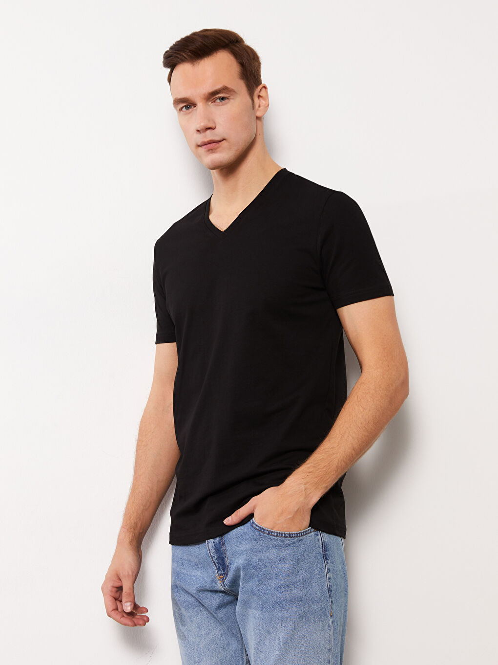 LCWAIKIKI كلاسيك تیشێرت یاخەی V قۆڵ کورت جێرسی بۆ پیاوان -S31398Z8-CVL