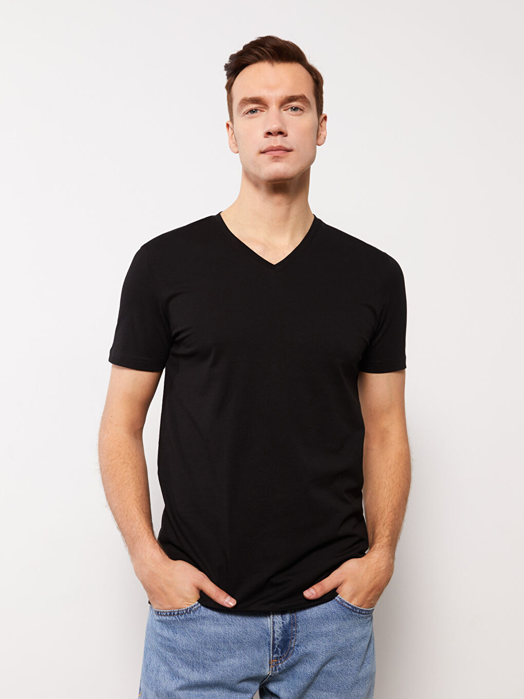 LCWAIKIKI كلاسيك تیشێرت یاخەی V قۆڵ کورت جێرسی بۆ پیاوان -S31398Z8-CVL