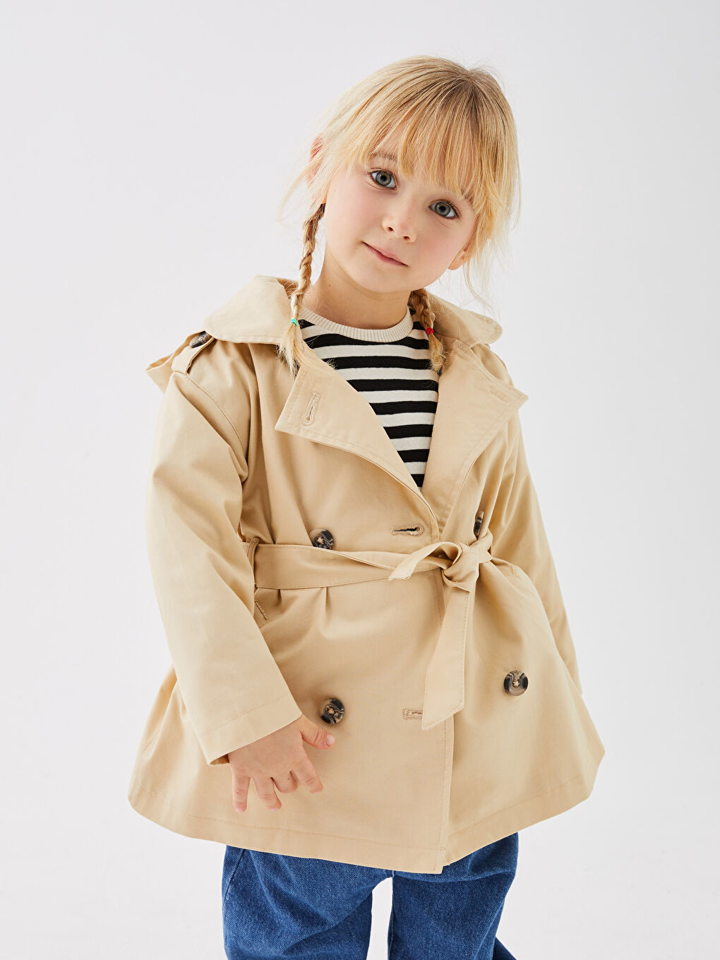 LCW baby Hooded Long Sleeve Basic Baby Girls' Trench Coat -S31408Z1-G3N