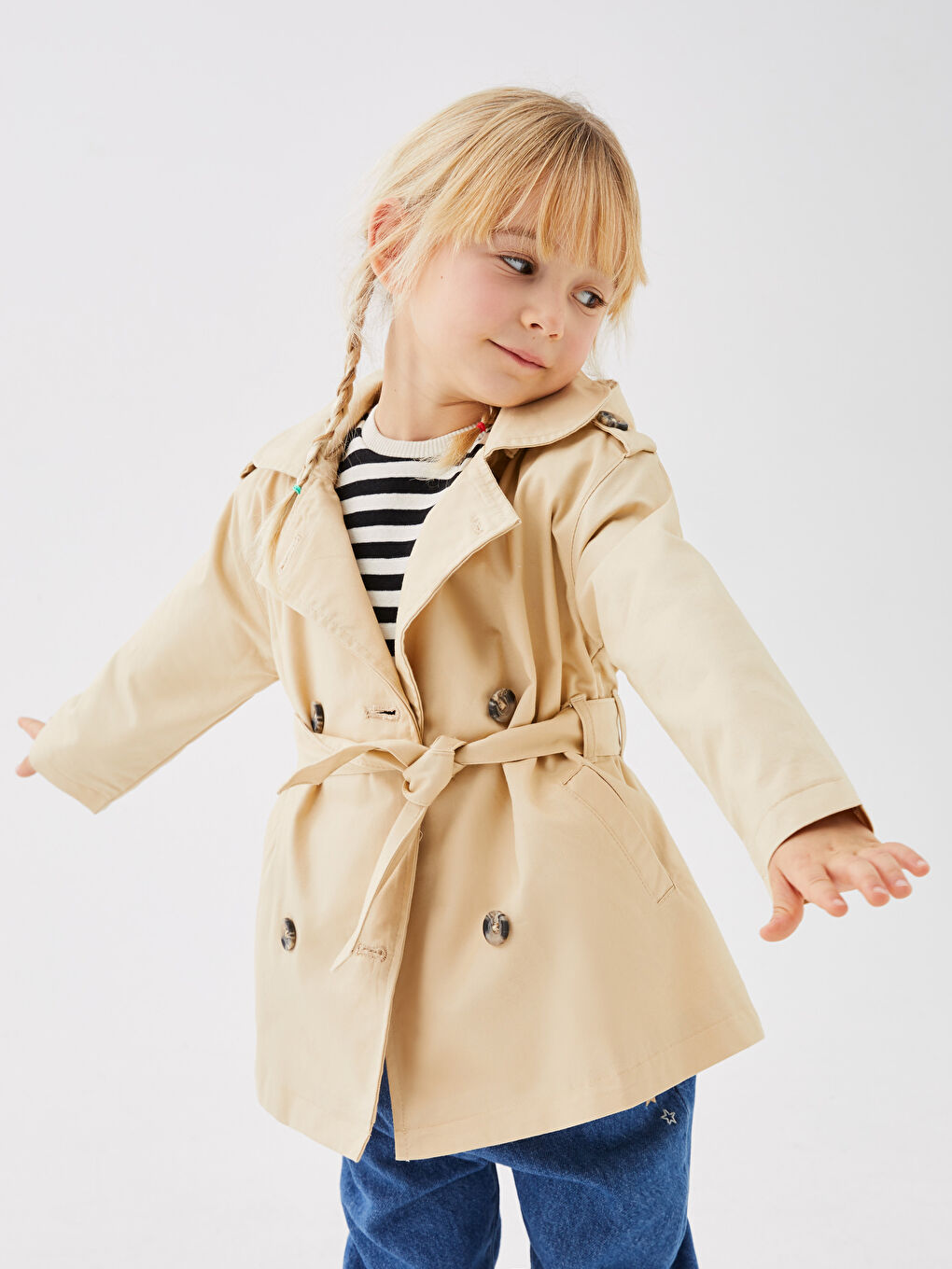 LCW baby Hooded Long Sleeve Basic Baby Girls' Trench Coat -S31408Z1-G3N