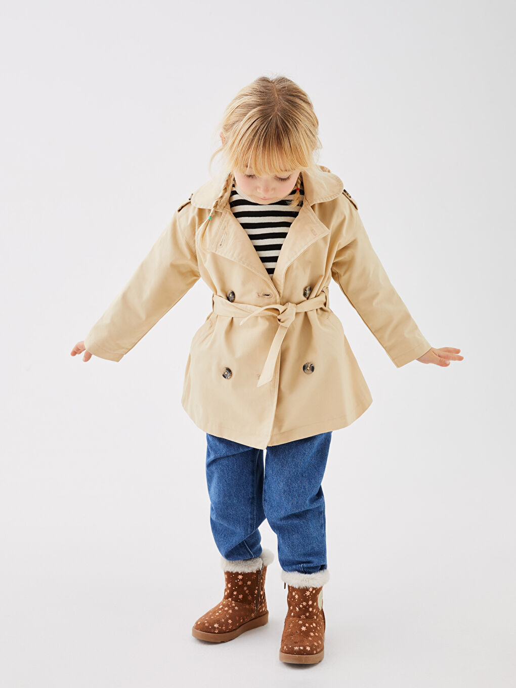 LCW baby Hooded Long Sleeve Basic Baby Girls' Trench Coat -S31408Z1-G3N