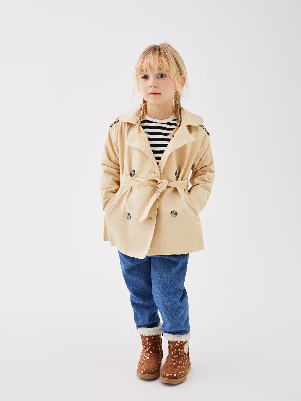 LCW baby Hooded Long Sleeve Basic Baby Girls' Trench Coat -S31408Z1-G3N