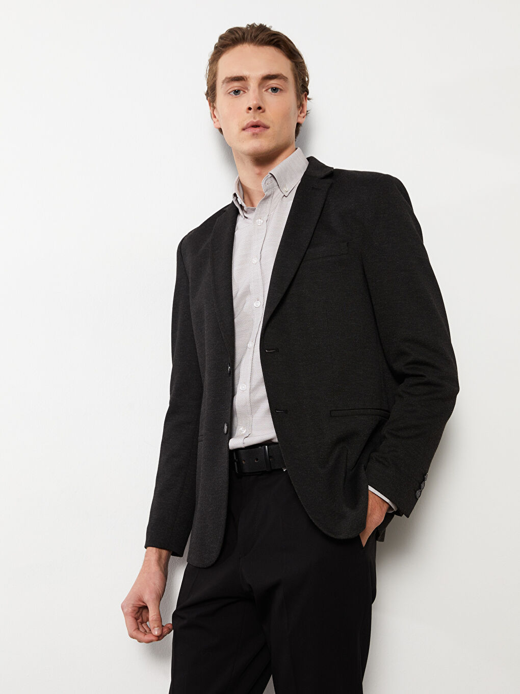 Siyah Dar Kalıp Erkek Blazer Ceket-1