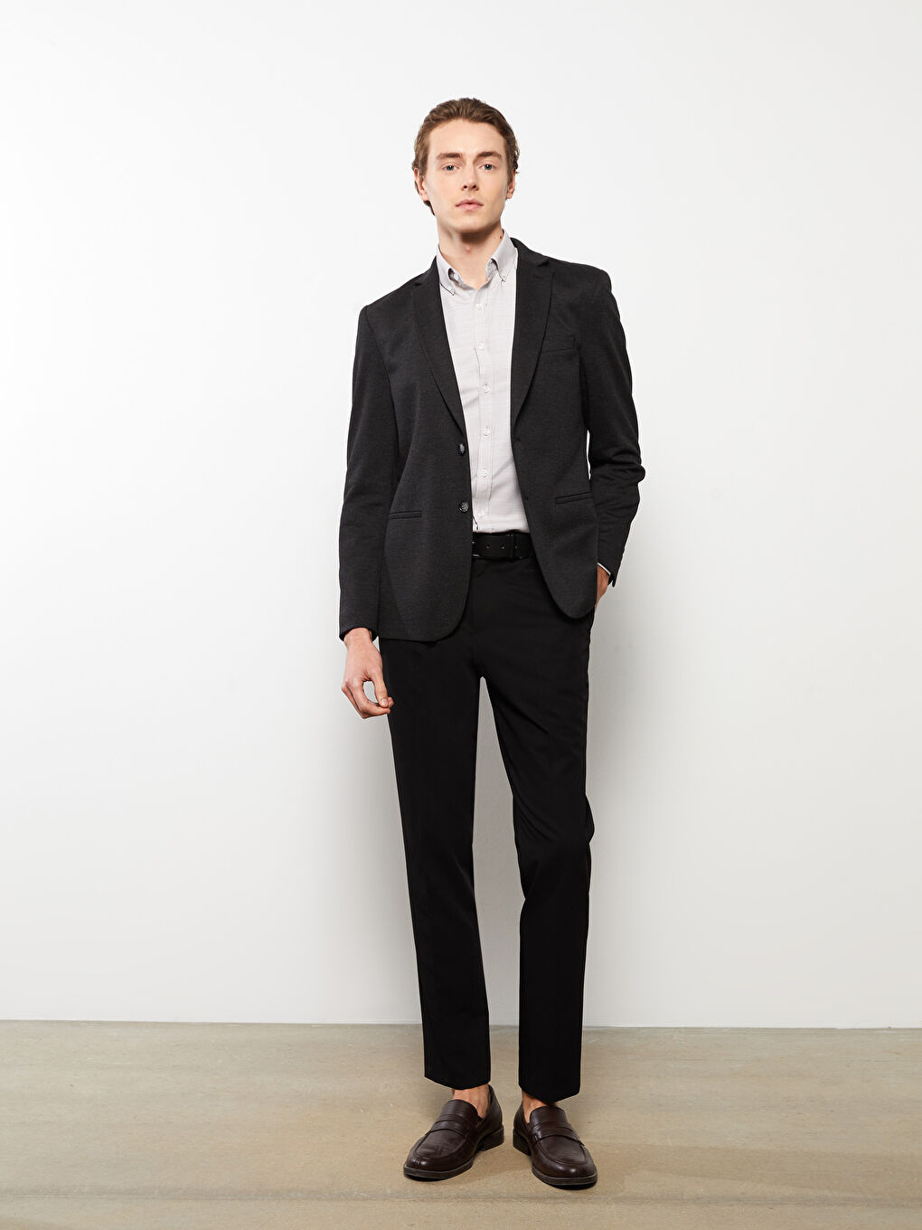 Siyah Dar Kalıp Erkek Blazer Ceket-2