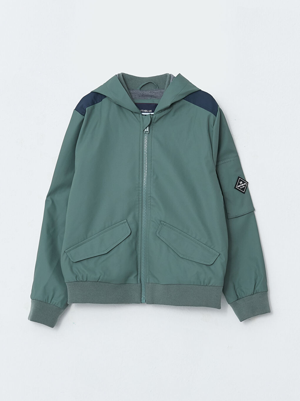 Yeşil Kapüşonlu Basic Erkek Çocuk Mont