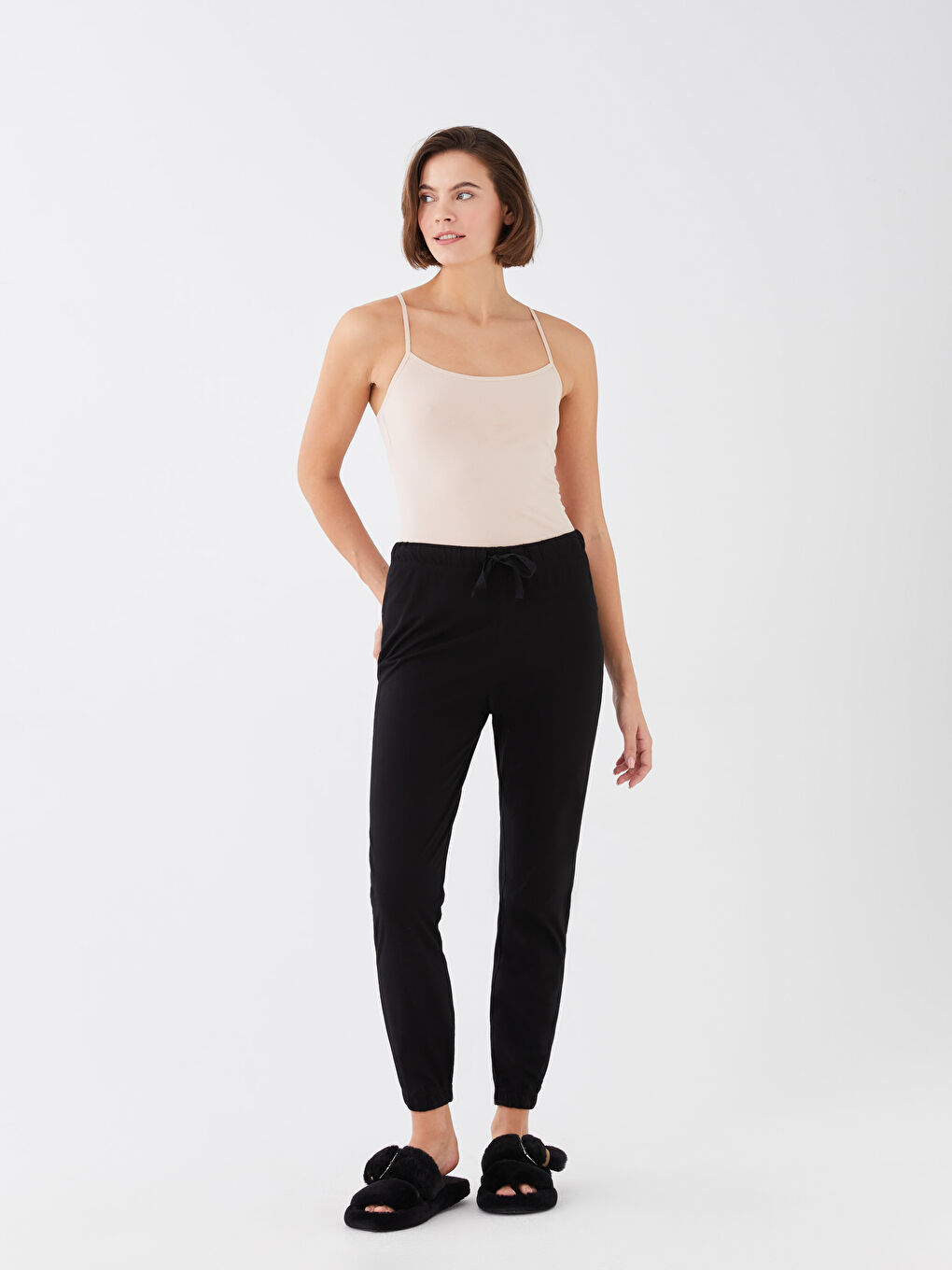 Pembe Kadın U Yaka Askılı Düz Atlet-2