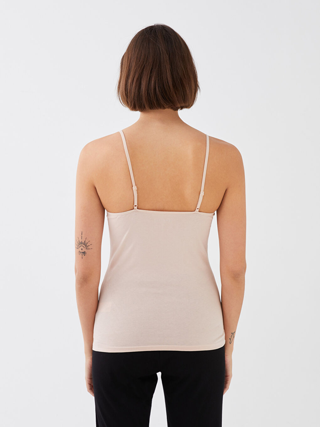 Pembe Kadın U Yaka Askılı Düz Atlet-3