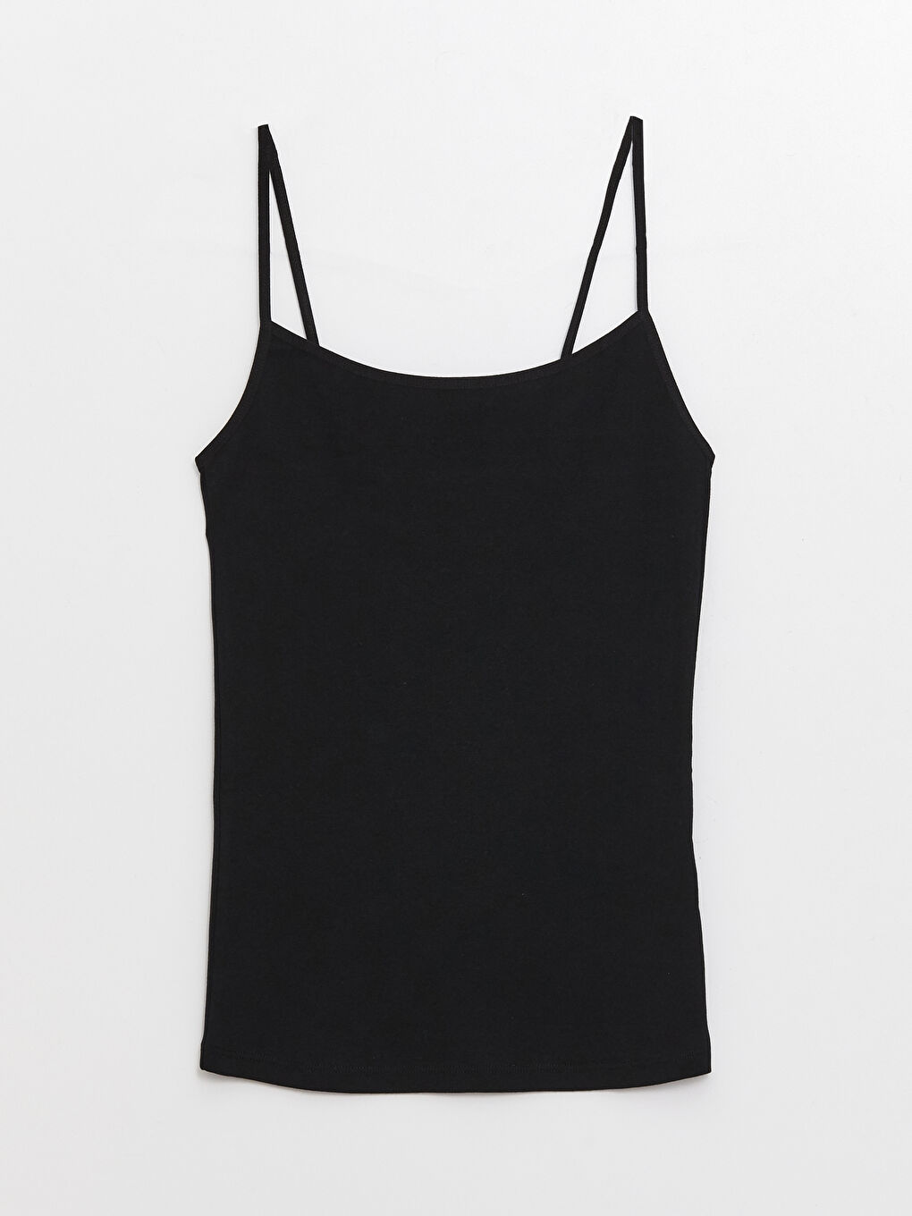 Siyah U Yaka Düz İp Askılı Kadın Atlet-5