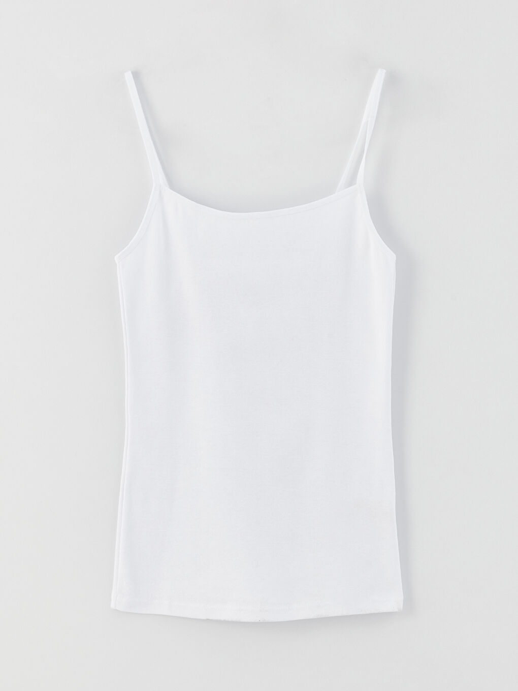 Beyaz U Yaka Düz İp Askılı Kadın Atlet-5