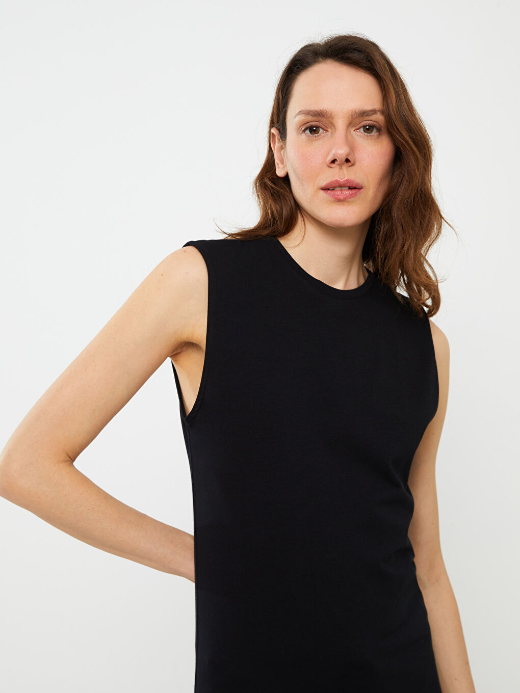 Débardeur Uni à Col Rond pour Femmes