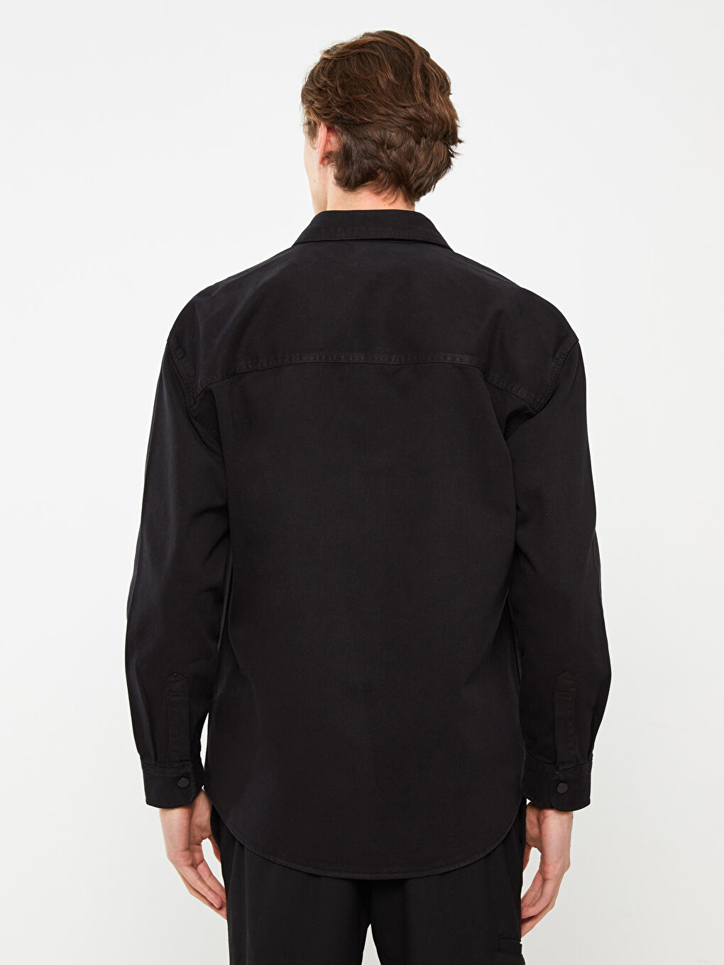 Relaxed Fit Long Sleeve Twill Men's Shirt Jacket -S31459Z8-RQL