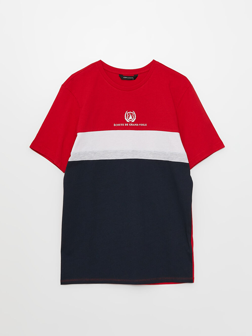 Tricou pentru Bărbați cu Guler Rotund, Mânecă Scurtă, Bloc de Culoare, Jerseu-5