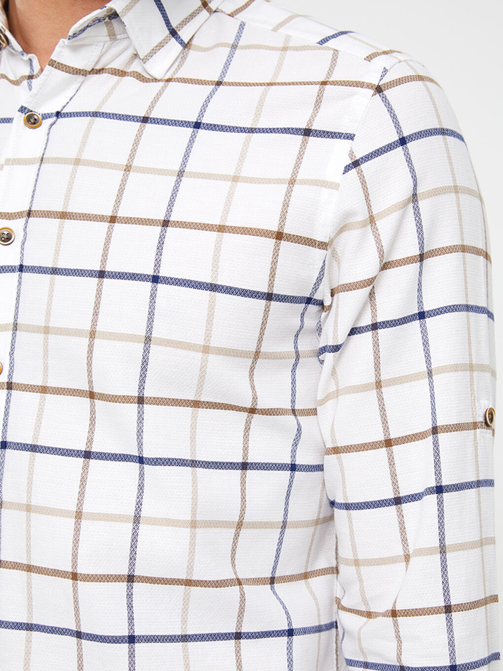 Reguläre Passform Langarm Karo Dobby-Gewebe Herrenhemd-5
