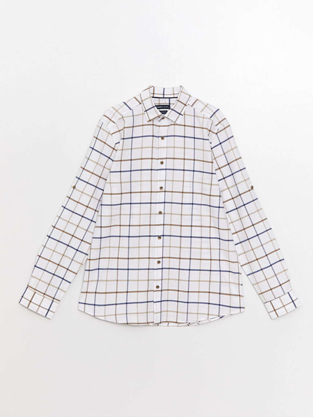 Reguläre Passform Langarm Karo Dobby-Gewebe Herrenhemd-7