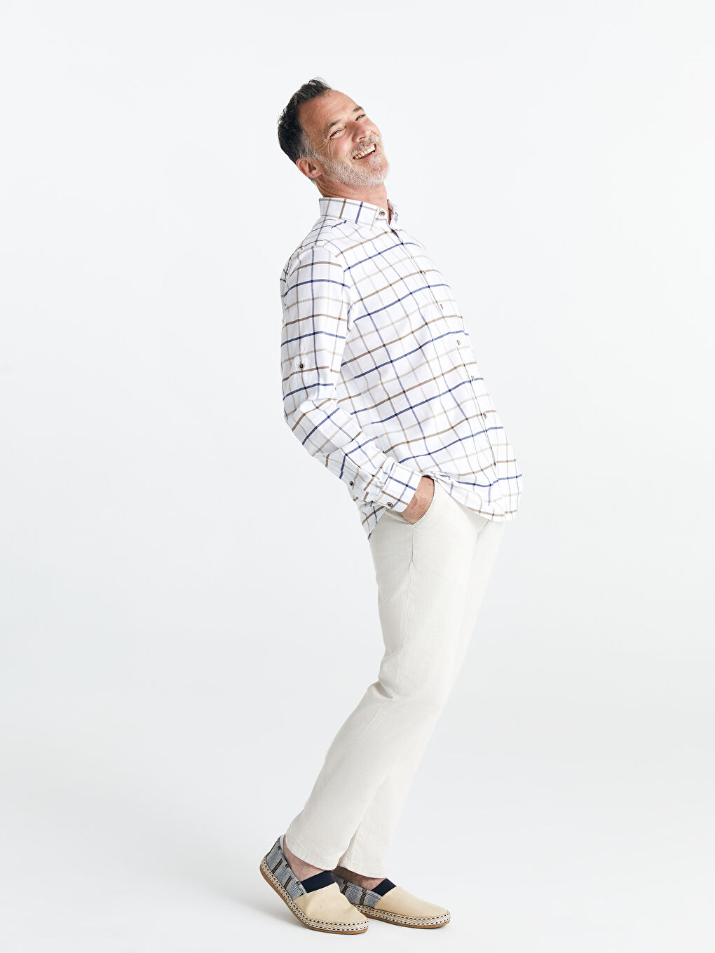 Reguläre Passform Langarm Karo Dobby-Gewebe Herrenhemd-1