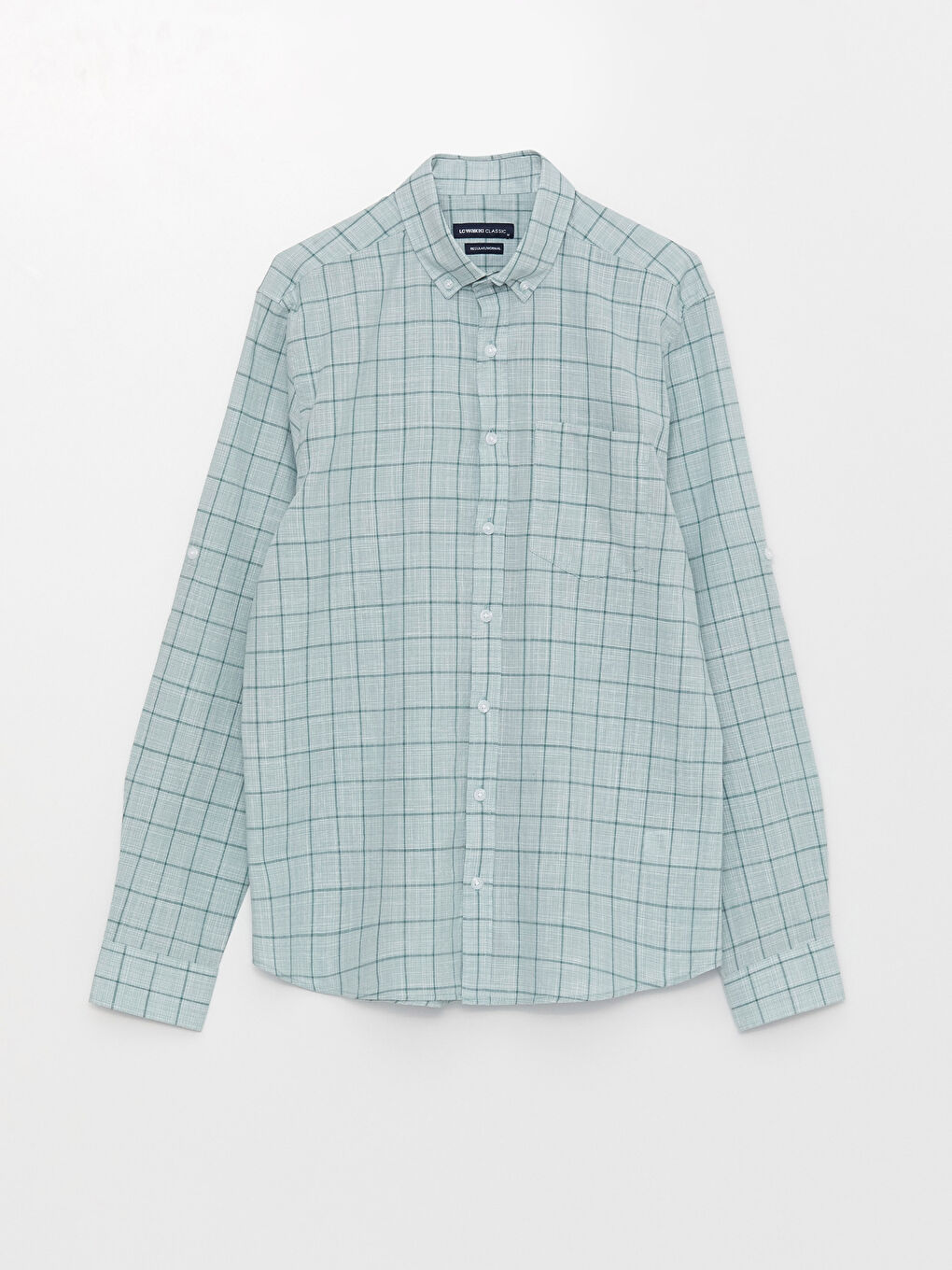 Рубашка Мужская Поплиновая Клетчатая Стандартного Кроя С Длинным Рукавом-5