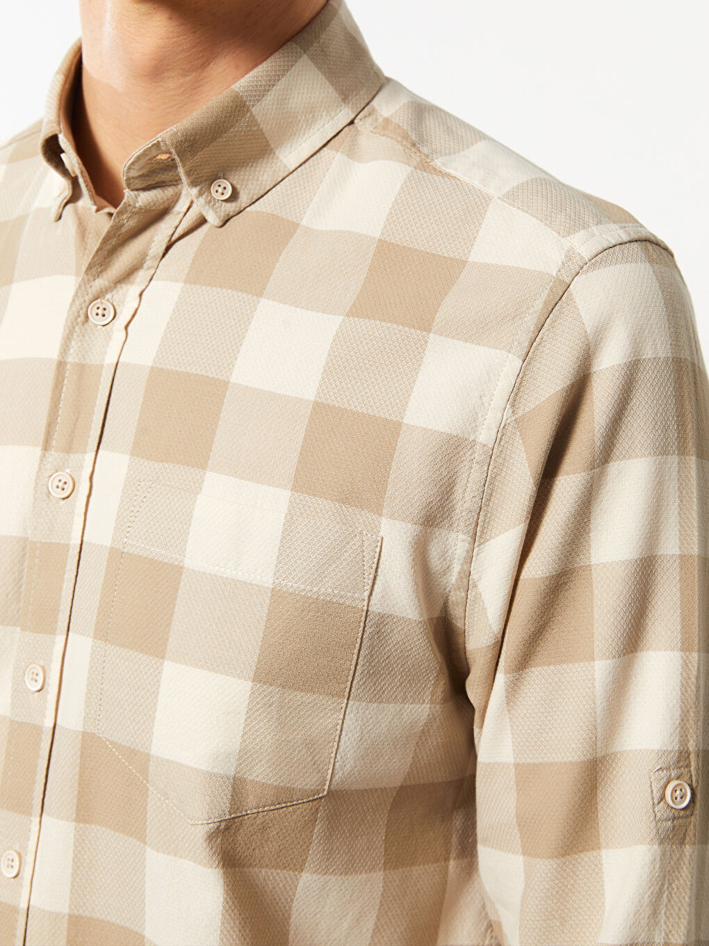 Regular Fit Long Sleeve Plaid Dobby Fabric Men's Shirt -S31473Z8-LKQ
