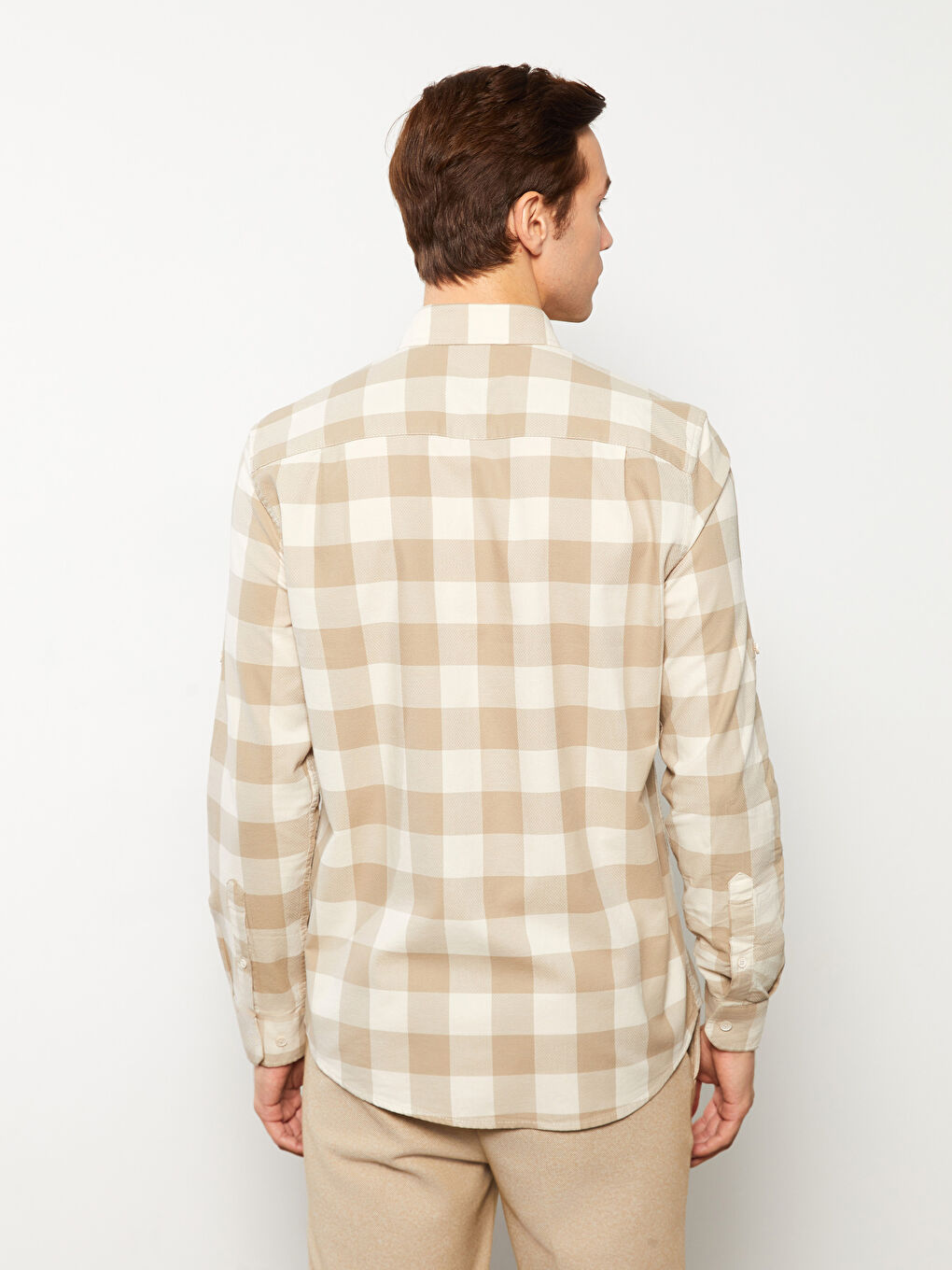 Regular Fit Long Sleeve Plaid Dobby Fabric Men's Shirt -S31473Z8-LKQ