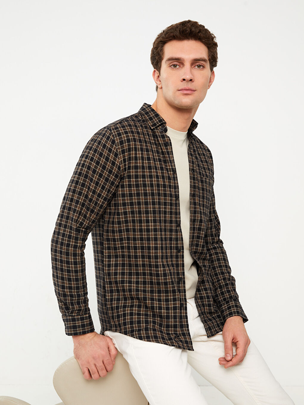 LCWAIKIKI Classic Chemise Popeline Écossais Manches Longues Régulier pour Hommes -S31478Z8-LKX