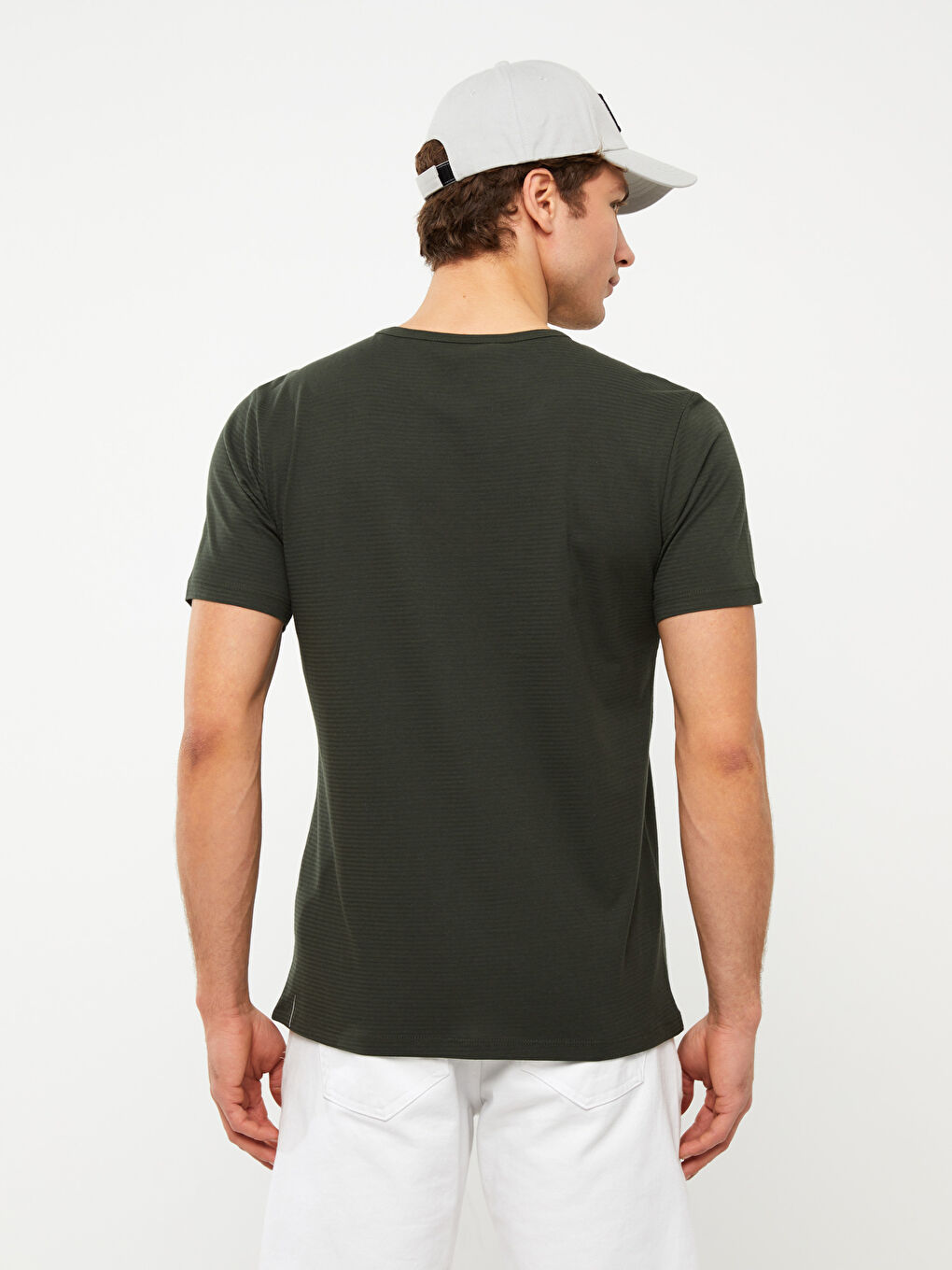 Haki Bisiklet Yaka Kısa Kollu Erkek Tişört-4