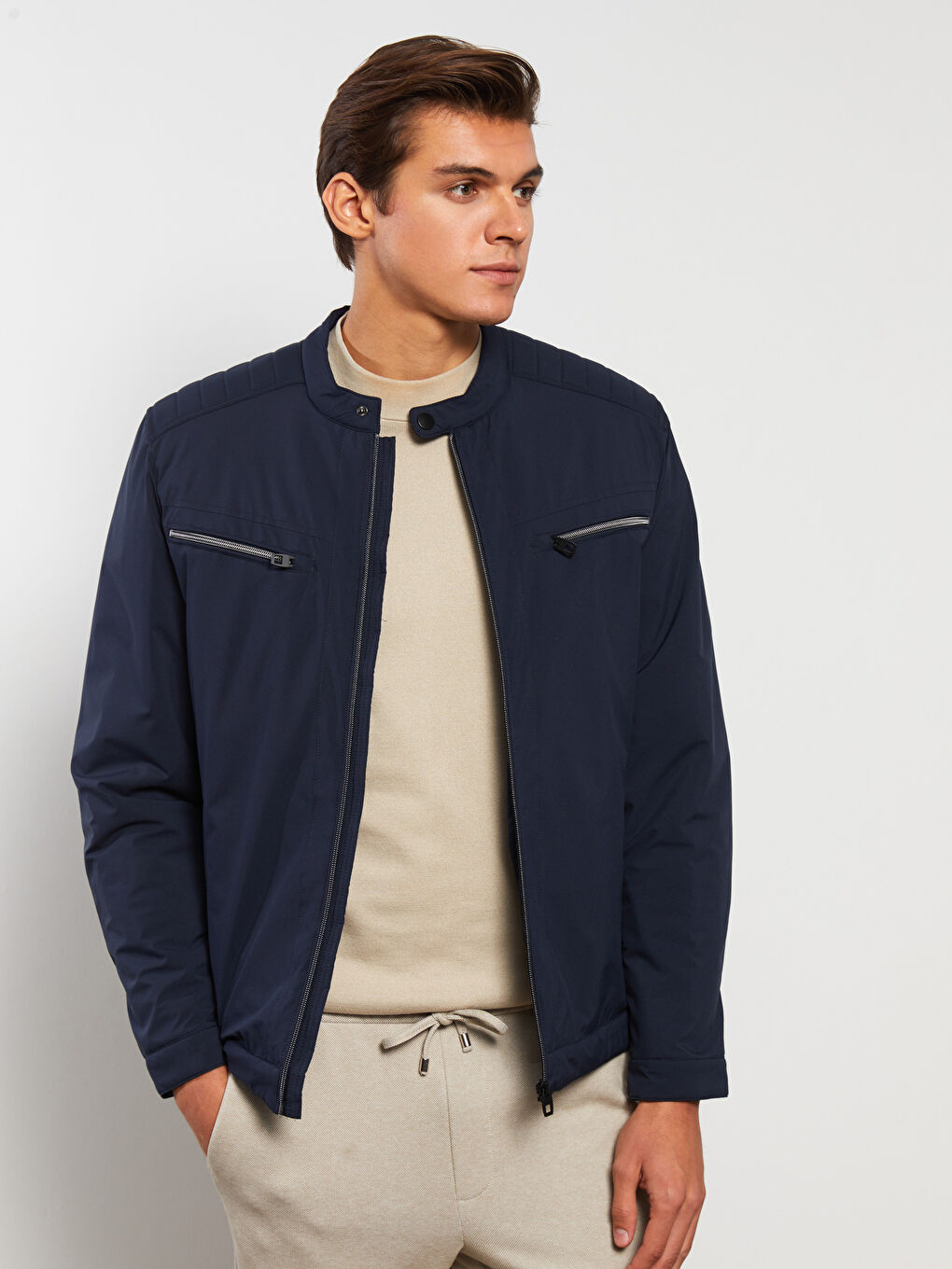 LCW Vision Slim Fit Biker Neck Men's Coat -S31496Z8-RFG