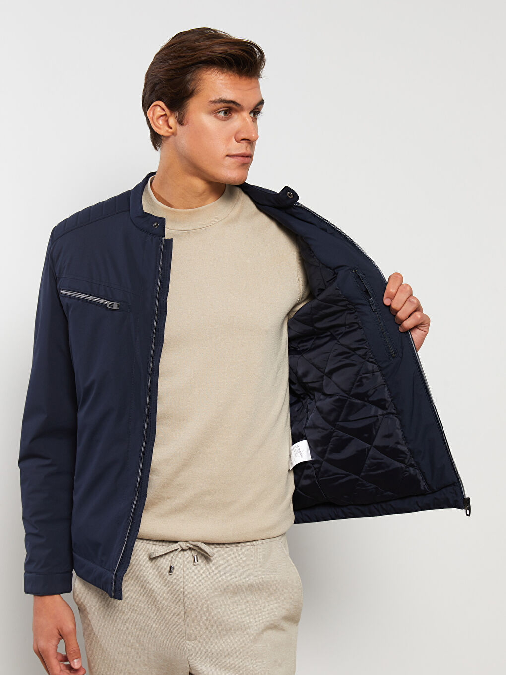 LCW Vision Slim Fit Biker Neck Men's Coat -S31496Z8-RFG