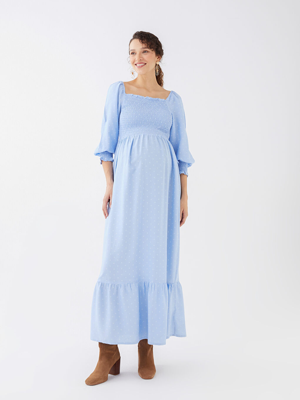 LCWAIKIKI Maternity Square Collar Polka Dot Maternity Dress -S31498Z8-LQQ