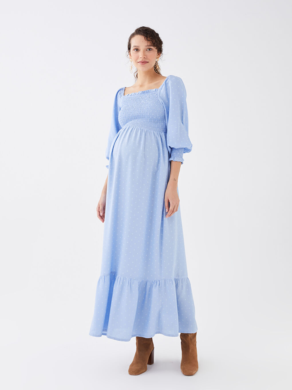 LCWAIKIKI Maternity Square Collar Polka Dot Maternity Dress -S31498Z8-LQQ
