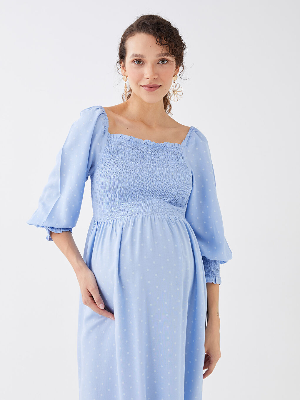 LCWAIKIKI Maternity Square Collar Polka Dot Maternity Dress -S31498Z8-LQQ