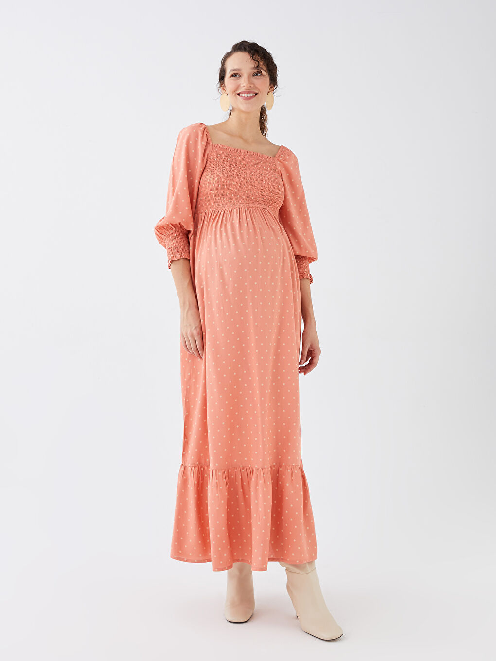 LCWAIKIKI Maternity Square Collar Polka Dot Maternity Dress -S31498Z8-LR8