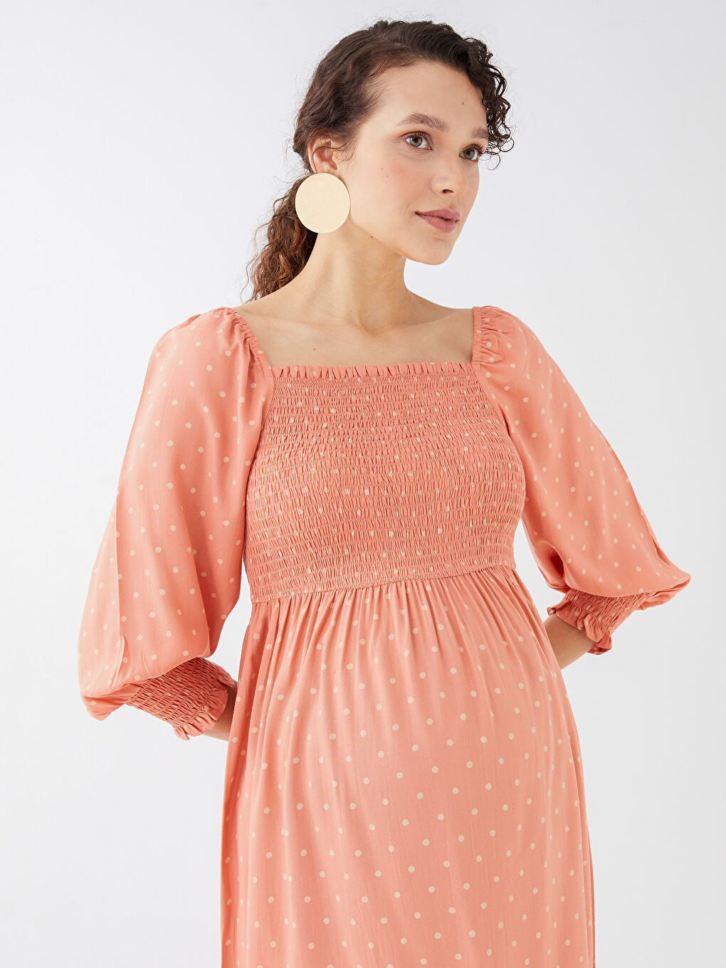 LCWAIKIKI Maternity Square Collar Polka Dot Maternity Dress -S31498Z8-LR8