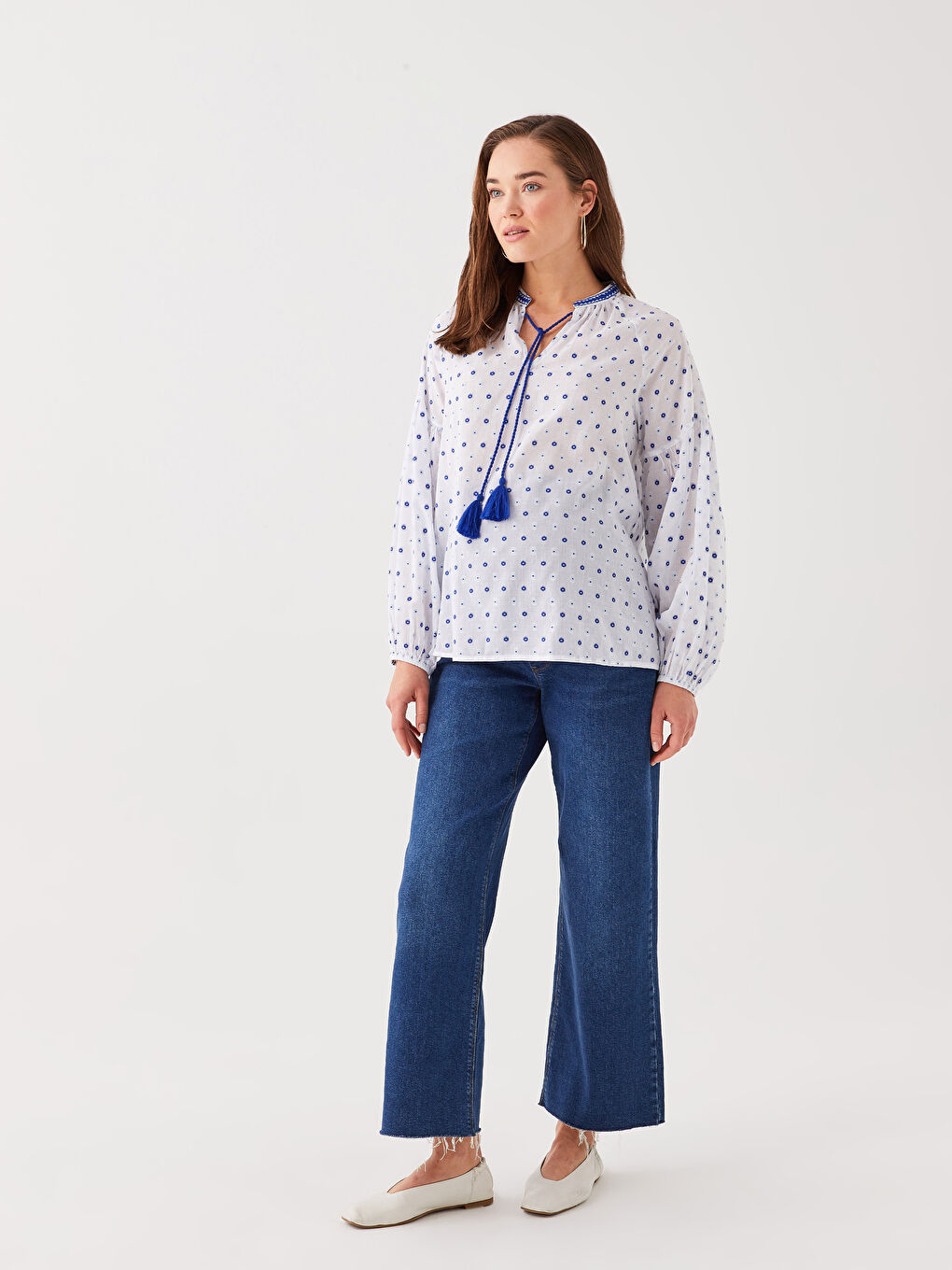 LCWAIKIKI Maternity Reverskragen Bedruckte Langarm Umstandsbluse -S31499Z8-E5X