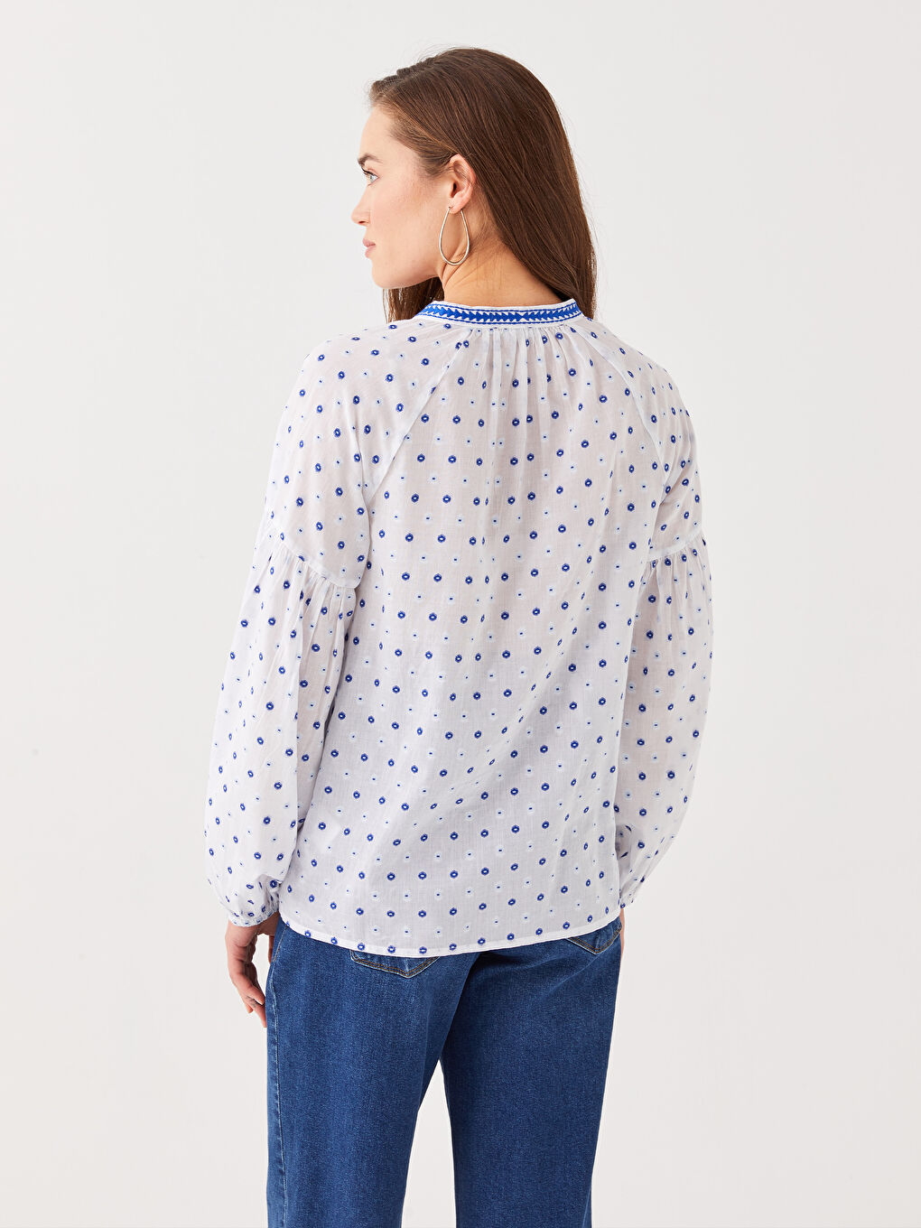 LCWAIKIKI Maternity Reverskragen Bedruckte Langarm Umstandsbluse -S31499Z8-E5X