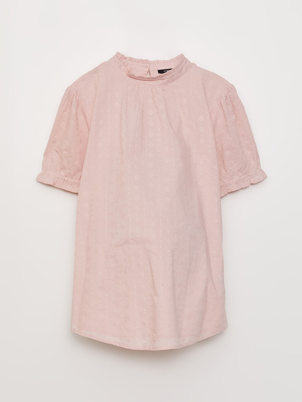 High Collar Embroidered Short Sleeve Maternity Blouse -S31501Z8-SUE
