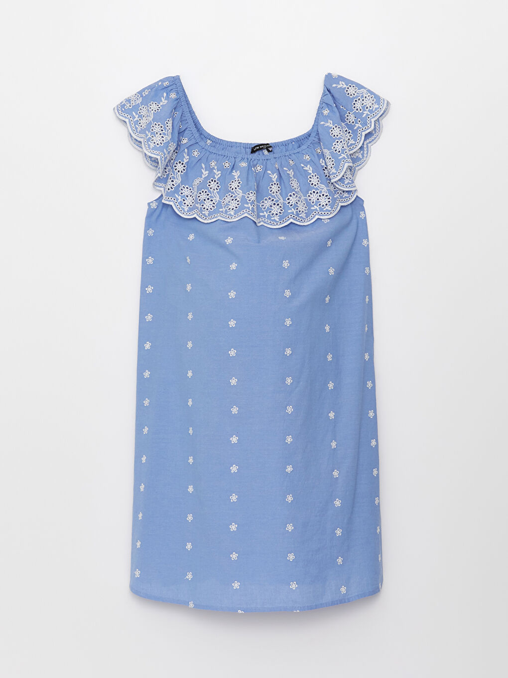 LCWAIKIKI Maternity Boat Neck Embroidered Poplin Maternity Dress -S31502Z8-SUF