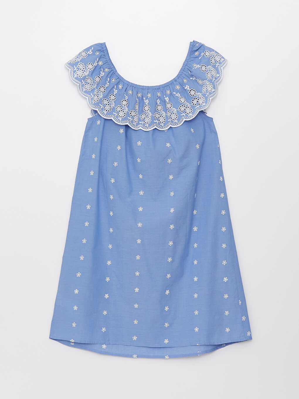 LCWAIKIKI Maternity Boat Neck Embroidered Poplin Maternity Dress -S31502Z8-SUF