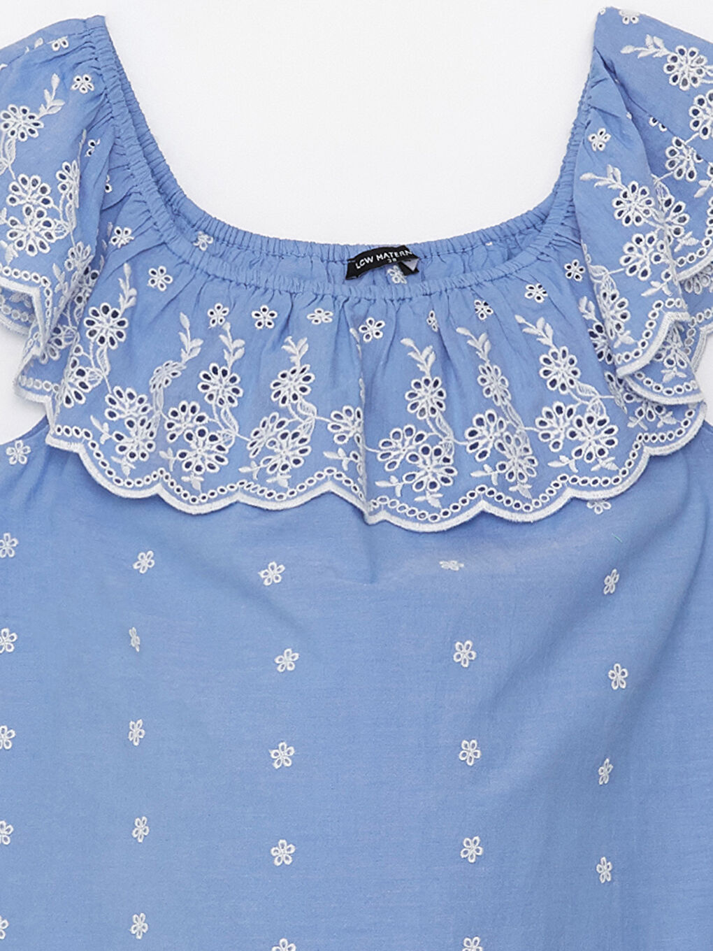 LCWAIKIKI Maternity Boat Neck Embroidered Poplin Maternity Dress -S31502Z8-SUF
