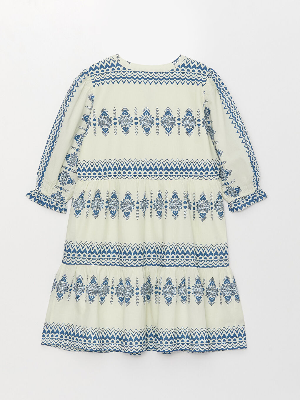 Henley Neckline Patterned Poplin Maternity Dress-6