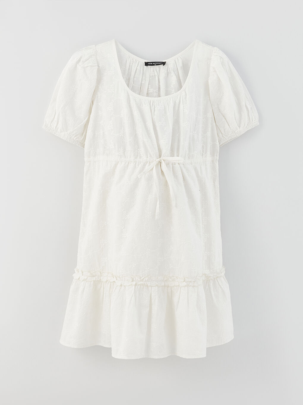 LCW U Neck Embroidered Short Sleeve Maternity Dress -S31506Z8-E5X