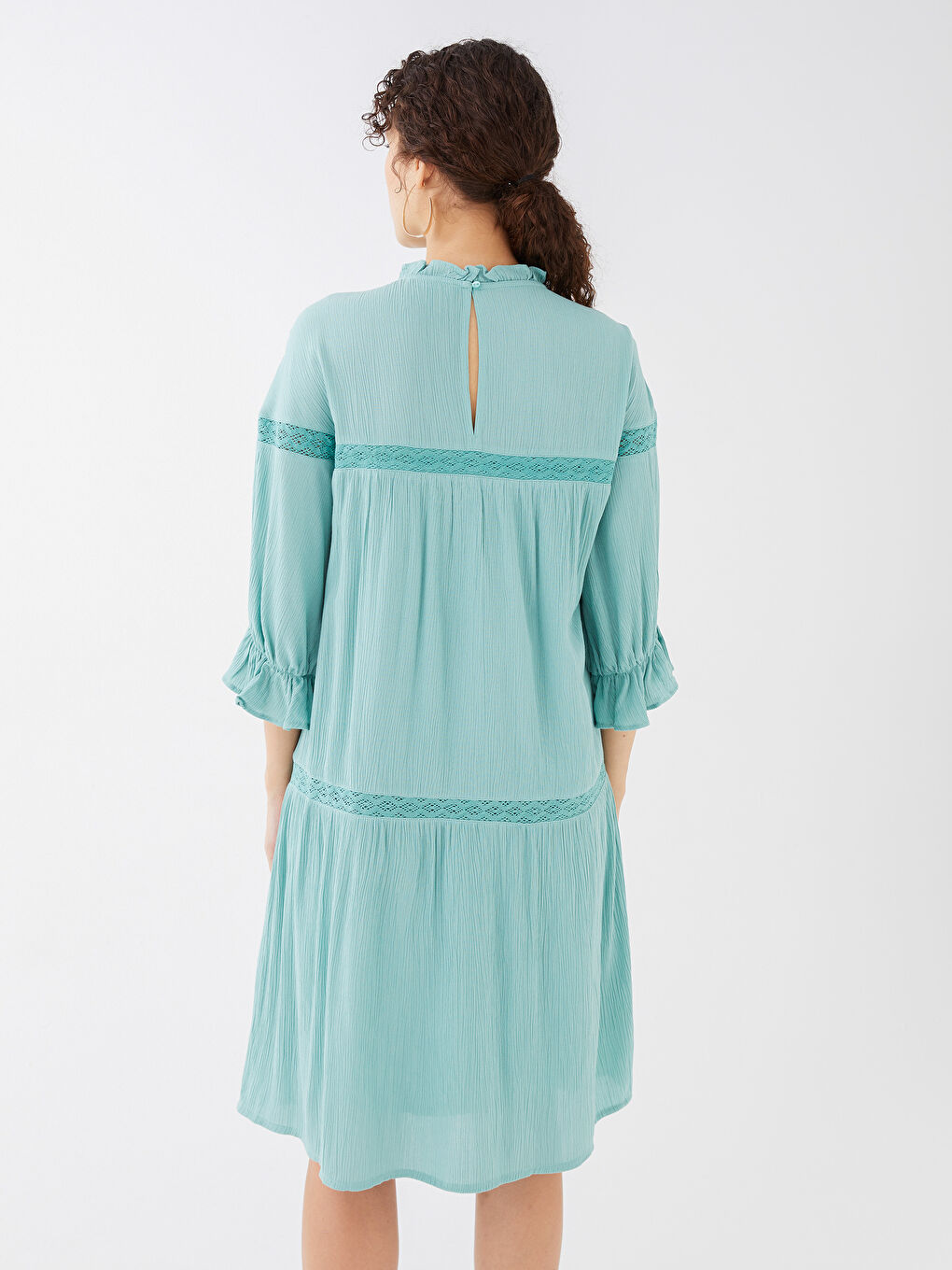 High Collar Embroidered Maternity Poplin Dress -S31508Z8-GBX