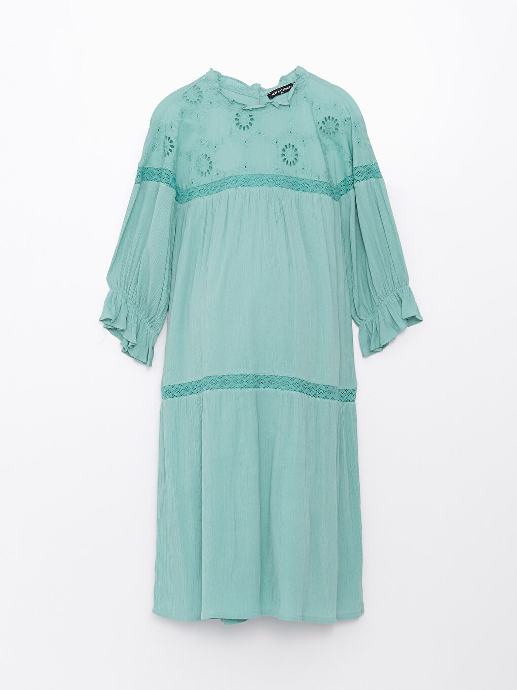 High Collar Embroidered Maternity Poplin Dress -S31508Z8-GBX