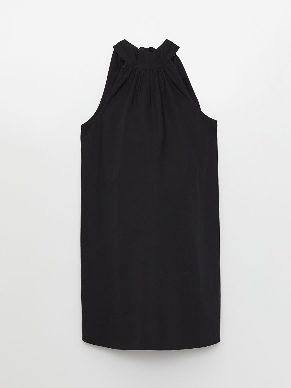 Halter Neck Plain Maternity Poplin Dress-5