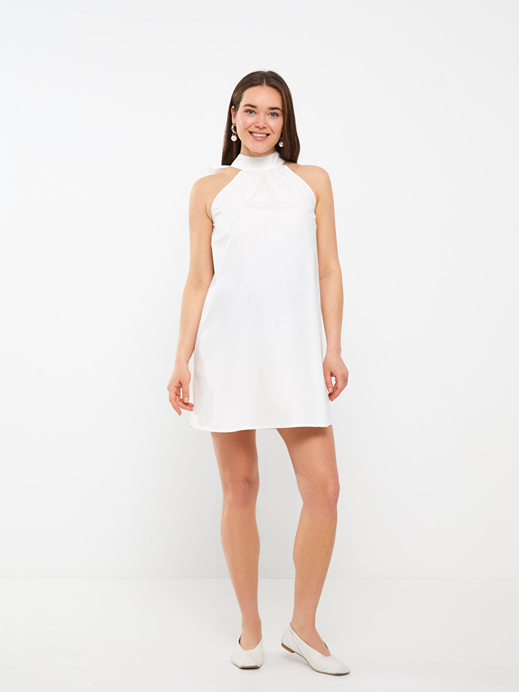 LCW Halter Neck Plain Maternity Poplin Dress -S31509Z8-SJT
