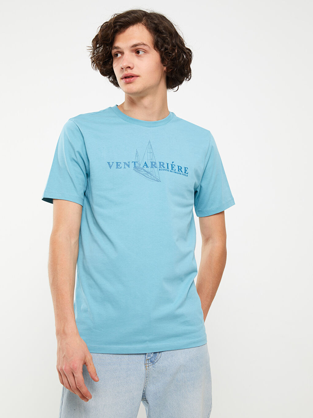 Rundhalsausschnitt Kurzarm Bedrucktes T-Shirt aus gekämmter Baumwolle für Herren