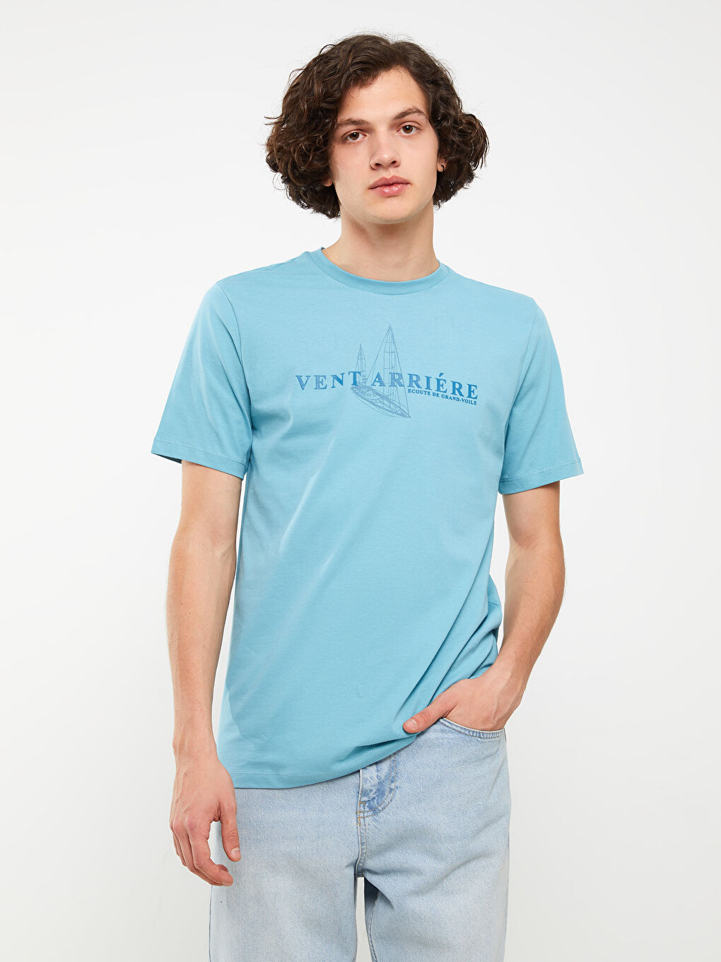 Rundhalsausschnitt Kurzarm Bedrucktes T-Shirt aus gekämmter Baumwolle für Herren-1