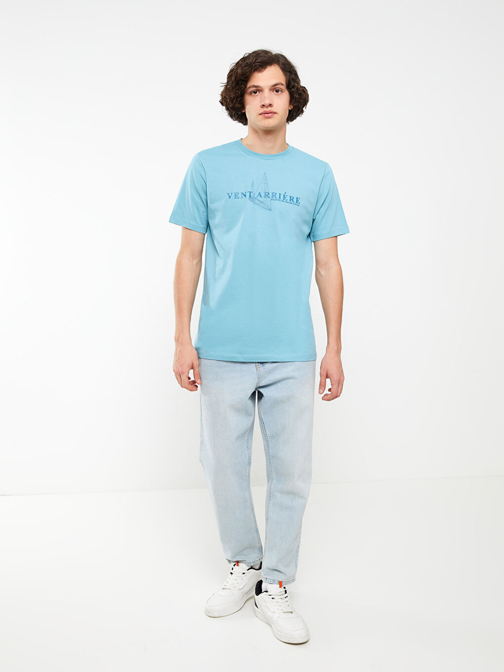 Rundhalsausschnitt Kurzarm Bedrucktes T-Shirt aus gekämmter Baumwolle für Herren-2