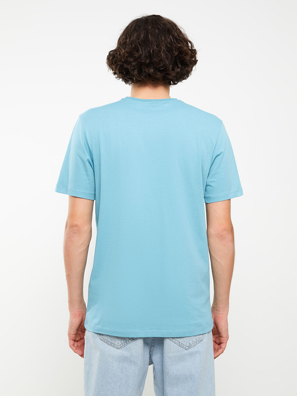 Rundhalsausschnitt Kurzarm Bedrucktes T-Shirt aus gekämmter Baumwolle für Herren-4