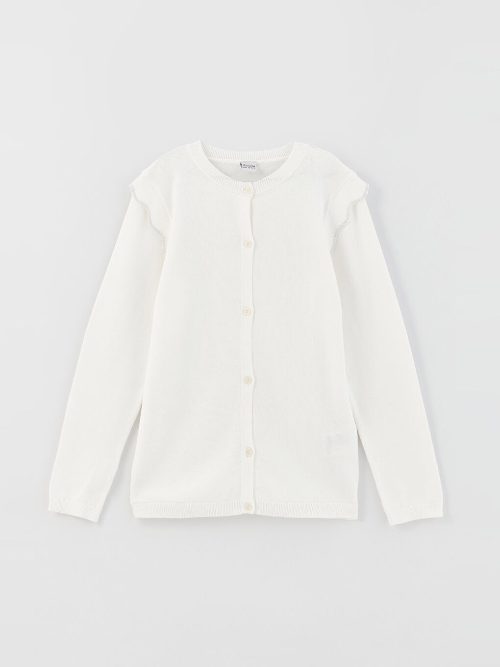 LCW Kids Crew Neck Basic Long Sleeve Girls' Knitwear Cardigan -S31522Z4-FFB